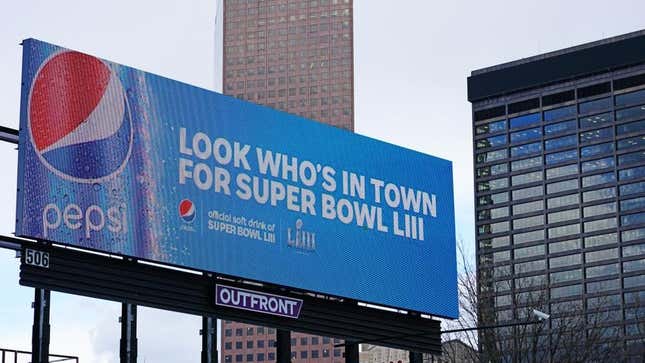 Pepsi billboard advertising Super Bowl LIII