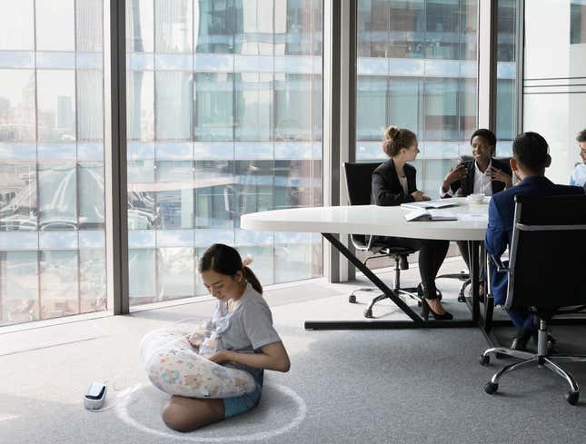 Image for article titled Company Designates 2-Foot Circle Drawn On Floor As Breast Pumping Area