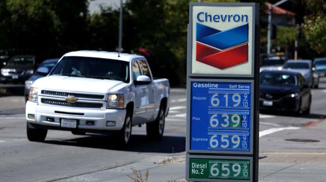 Gas prices at a Chevron station in San Rafael, California on September 27th.