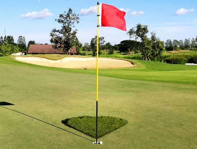 Image for article titled Golf Course Groundskeeper Leaves Triangle Of Longer Grass Above Hole