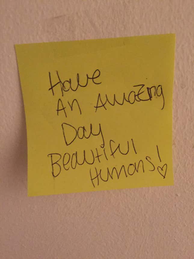 Presently posted on my front door.