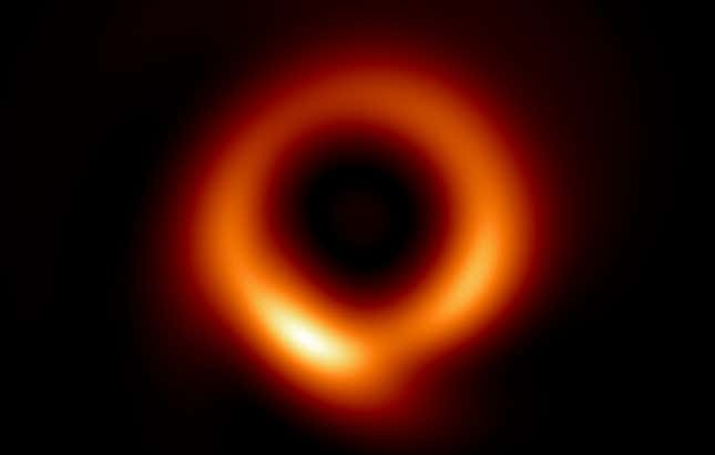 An AI-enhanced image of the supermassive black hole at the center of M87.