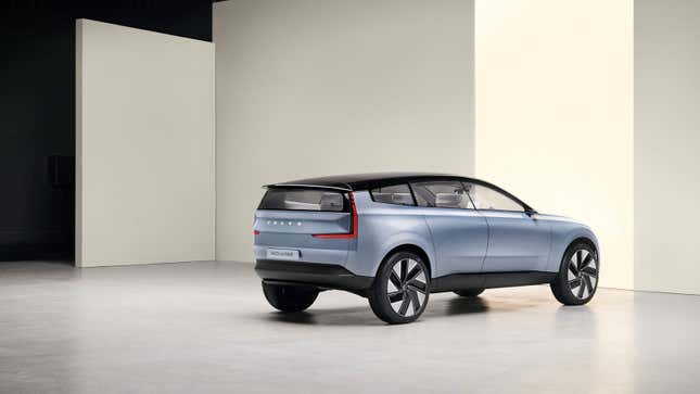 A digital rendering of the Volvo Recharge concept car. 