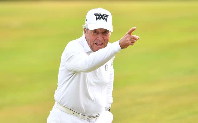 Gary Player on his way to make a contradicting statement