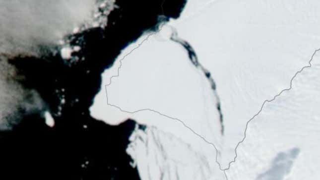 Satellite image of iceberg calving