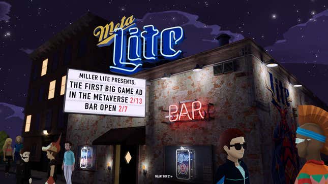 A screenshot of the Miller Lite Metaverse bar. 