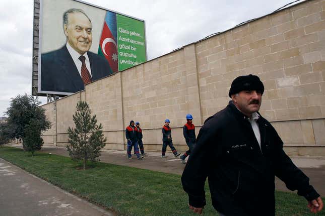 Billboard of Heydar Aliyev in Baku, Azerbaijian