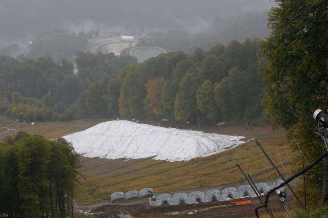 Snow storage at the Rosa Khutor Alpine center on Sep. 25, 2013.