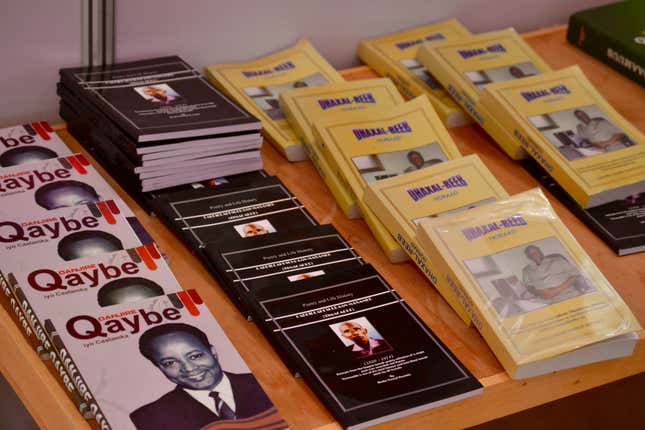 A selection of Somali language books on sale at the Hargeysa International Book Fair.
