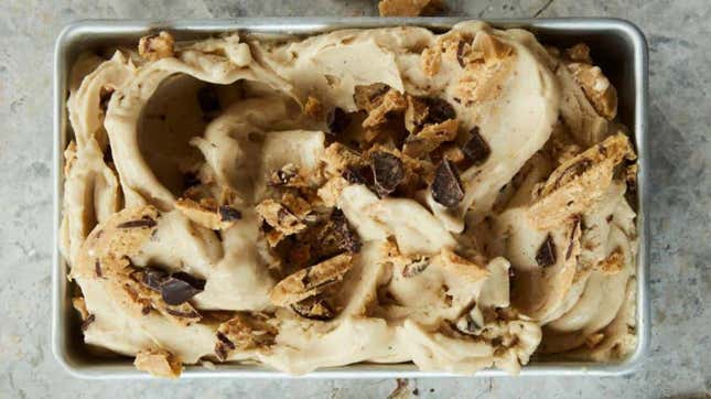 Overhead shot of plant-based cookies n' cream vanilla ice cream [image provided by publisher]
