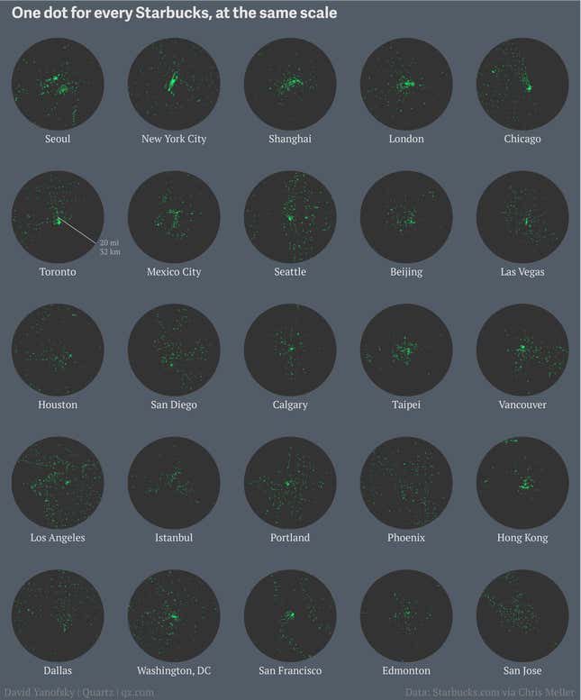 Image for article titled A cartographic guide to Starbucks’ global domination