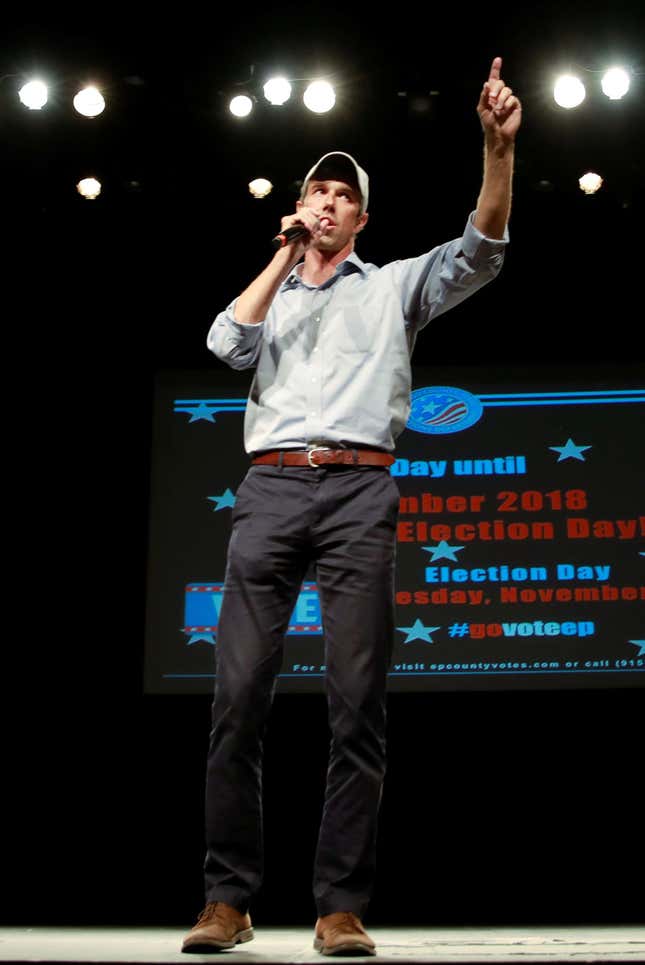 Democratic U.S. senate candidate Beto O'Rourke speaks during a rally at the University of Texas at El Paso in El Paso, Texas