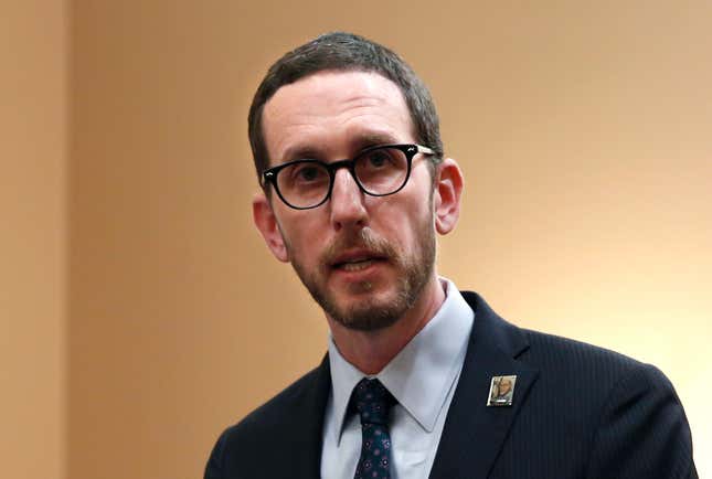 FILE - State Sen. Scott Wiener, D-San Francisco, speaks at a news conference in Sacramento, Calif., on Jan. 21, 2020. California lawmakers approved legislation Monday, Sept. 11, 2023, requiring major companies to disclose a sweeping range of greenhouse gas emissions. The bill, introduced by Wiener, would make companies making more than $1 billion annually report their direct and indirect emissions. (AP Photo/Rich Pedroncelli, File)