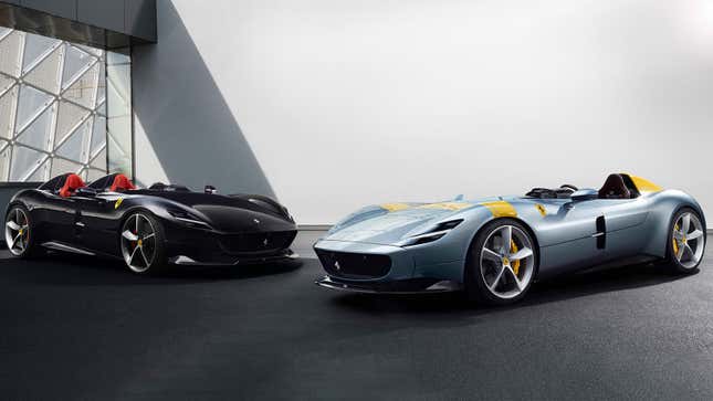 An image of two ferrari Monza supercars. 