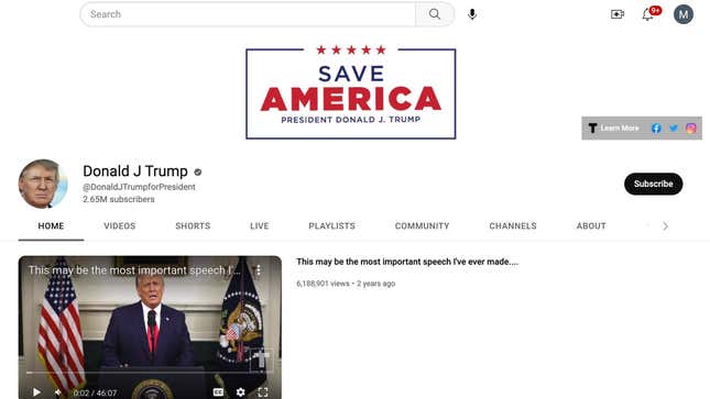 Image for article titled YouTube Is Bringing Trump Back Online