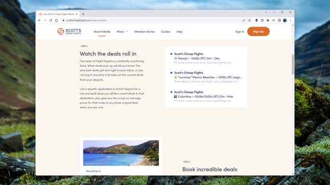 A screenshot of Scott's Cheap Flights