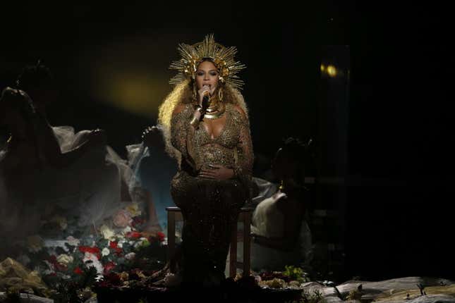 Beyonce performs during THE 59TH ANNUAL GRAMMY AWARDS, broadcast live from the STAPLES Center in Los Angeles.