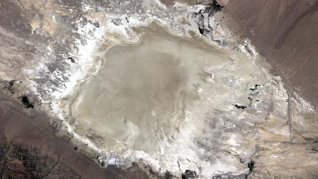 An aerial photo of Railroad Valley Playa