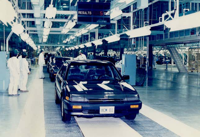 Honda Accords roll off the line in Alliston. But bleak times are ahead for the North American industry; say analysts; who expect a recession to grip the economy in 1991. 