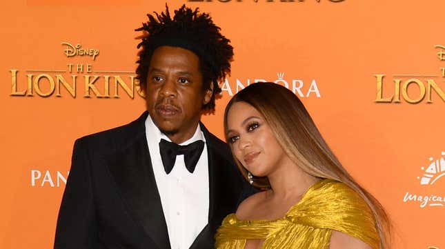 Beyonce Knowles-Carter and Jay-Z attend the European Premiere of Disney’s “The Lion King” at Odeon Luxe Leicester Square on July 14, 2019 in London, England.