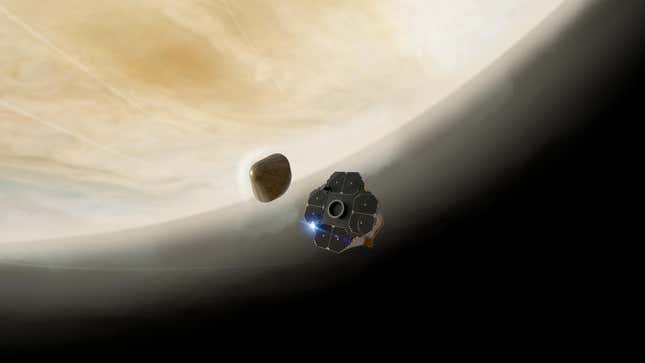 An illustration of the small spacecraft that Rocket Lab is currently developing to cruise through Venus’ clouds.