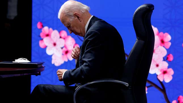 U.S. President Joe Biden attends the Indo-Pacific Economic Framework for Prosperity (IPEF) launch event virtually, at Izumi Garden Gallery in Tokyo, Japan, May 23, 2022.