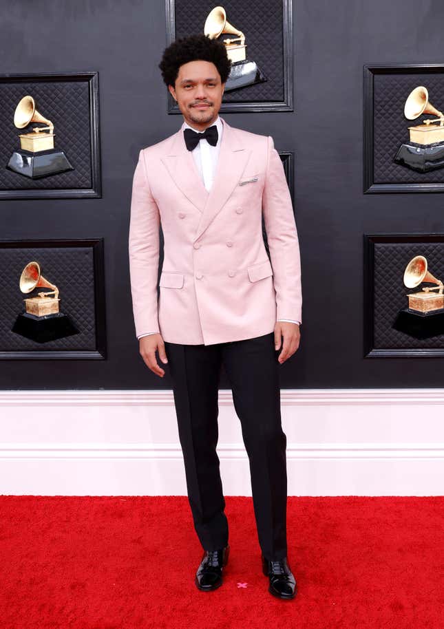revor Noah attends the 64th Annual GRAMMY Awards at MGM Grand Garden Arena on April 03, 2022 in Las Vegas, Nevada. 
