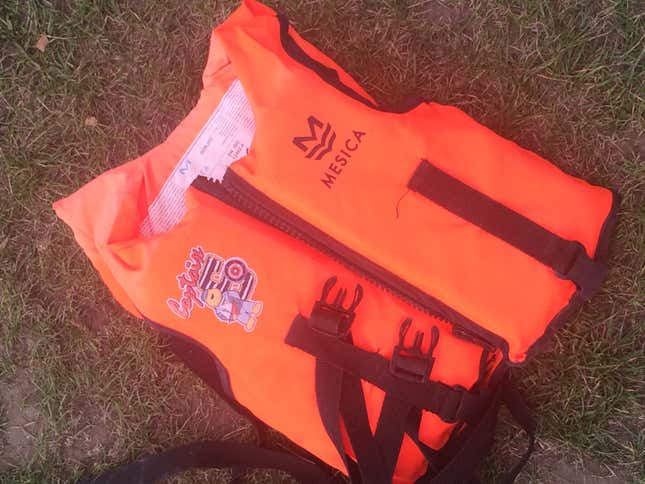 Life jackets in Parliament Square in London