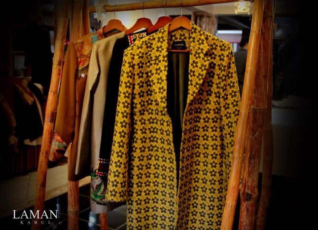 Coats on display at Laman.
