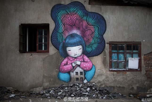 Image for article titled This poetic street art paying homage to old Shanghai is being erased by government bureaucrats