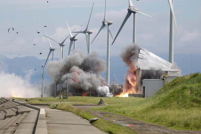 This striking image captures the first few moments of the explosion.