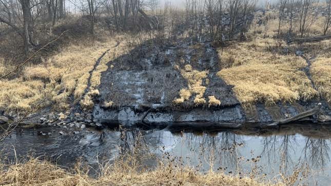 A blackened hill in Kansas near the Keystone Pipeline oil spill. 