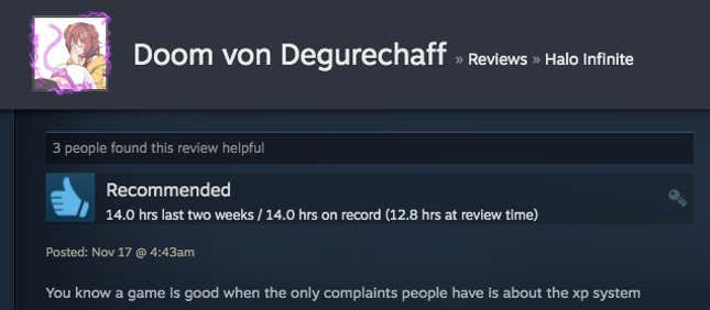 Image for article titled Halo Infinite’s Multiplayer, As Told By Steam Reviews
