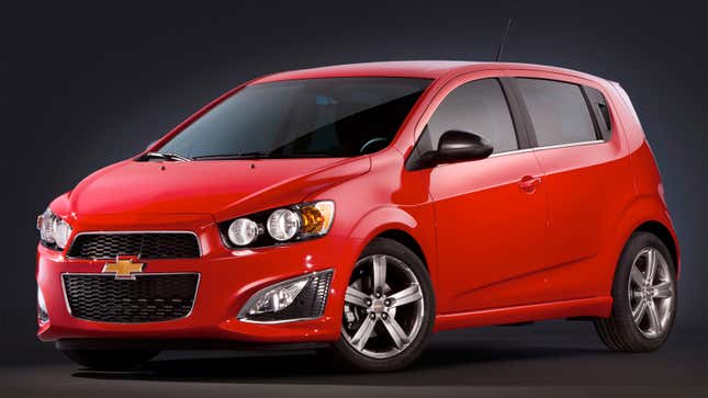 A photo of a red Chevrolet Sonic RS. 