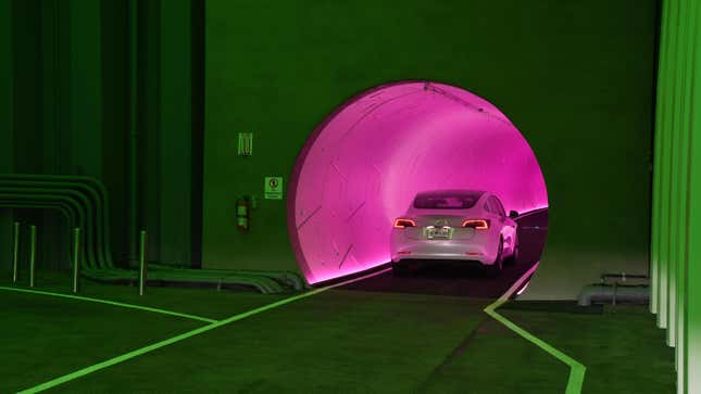 Image for article titled The Tesla Tunnel Driver Course Includes Advanced Reverse Driving For The Event Of A Failure