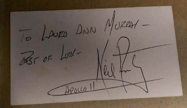 Neil Armstrong note to Laura Ann Murray.