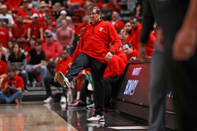 Texas Tech coach Mark Adams yells out to his players during the second half of an NCAA college basketball game against Oklahoma State, Saturday, March 4, 2023, in Lubbock, Texas. 

