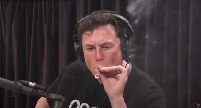 Screenshot of Elon Musk on The Joe Rogan Show (2018)