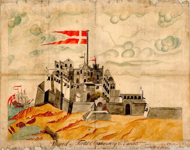 Archival illustration of the Christiansborg Castle.