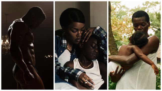 A still from Magazine Dreams starring Jonathan Majors, left; A still from A Thousand and One, starring Teyana Taylor ; A still from All Dirt Roads Taste of Salt starring Sheila Atim.
