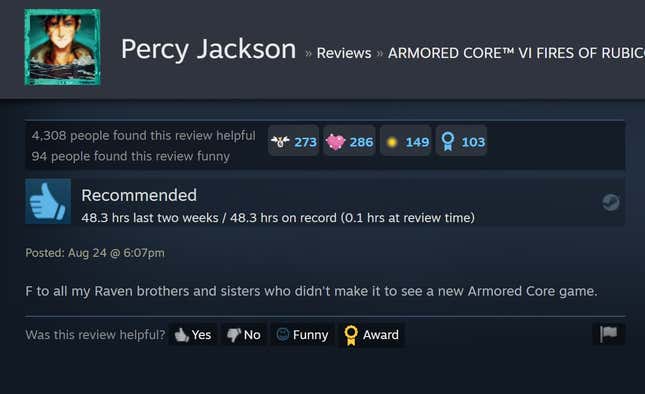 Image for article titled Armored Core VI, As Told By Steam Reviews