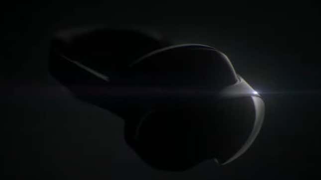 A screenshot of a video showing the darkened outline of a VR headset.