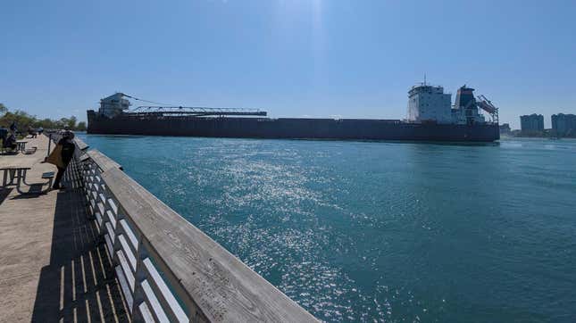Image for article titled Brand New Great Lakes Freighter Runs Aground in Detroit River