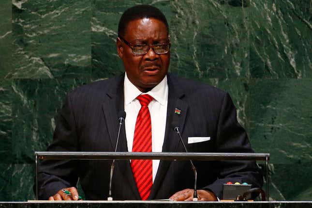Arthur Peter Mutharika, President of Malawi, addresses the 69th United Nations General Assembly at the U.N. headquarters in New York September 25, 2014.