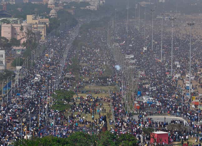 Protestors at the Marina beach.