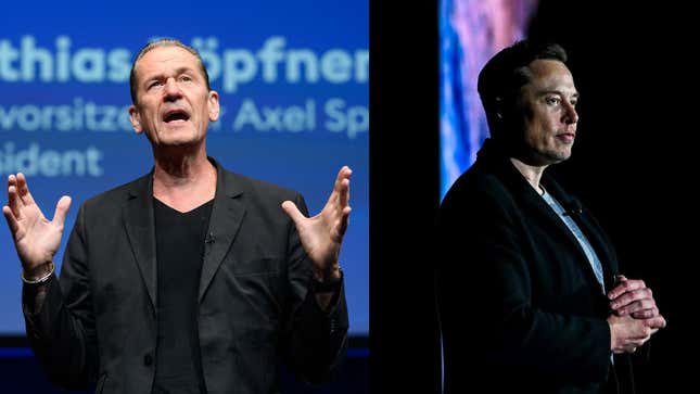 Mathias Döpfner, CEO del grupo de medios Axel Springer (izquierda) y Elon Musk