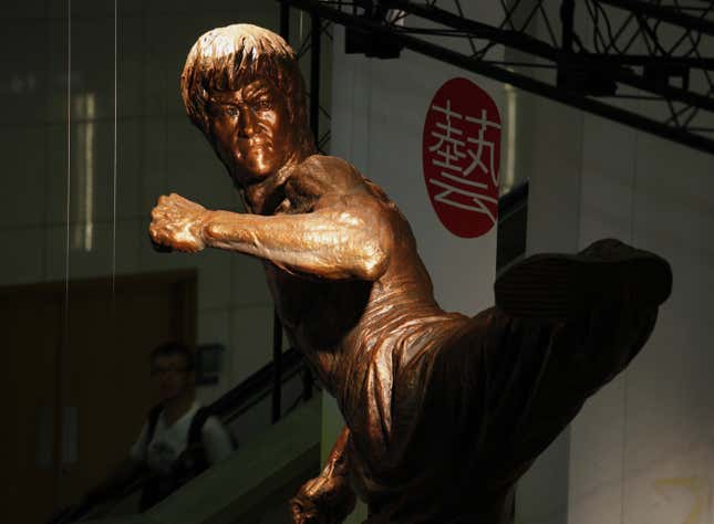 A statue of Bruce Lee was unveiled at the Hong Kong Heritage Museum during the opening of a five-year exhibition about him, which coincided with the anniversary of his death 40 years earlier.