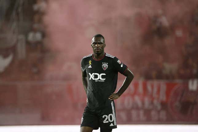 Sep 2, 2023; Washington, District of Columbia, USA; D.C. United forward Christian Benteke (20) looks on from the field during the first half against Chicago Fire at Audi Field.