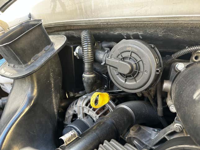 The Ultimate Air Oil Separator installed on a Porsche M96 engine