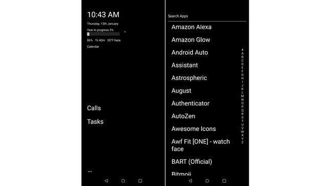 Two screenshots of the Indistraction Launcher app
